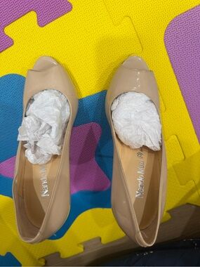 Nando Muzi Nude Patent Peep-Toe Heels